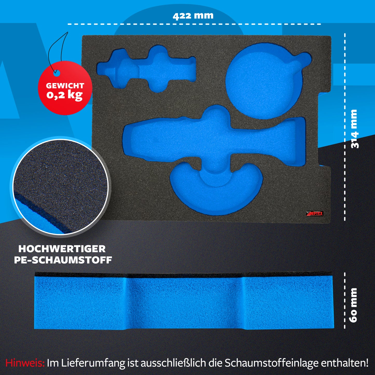 APTEX Bosch GWS 18V-11 (S) Einlage für L-Boxx 136 – Winkelschleifer Schaumeinlage – Made in Germany