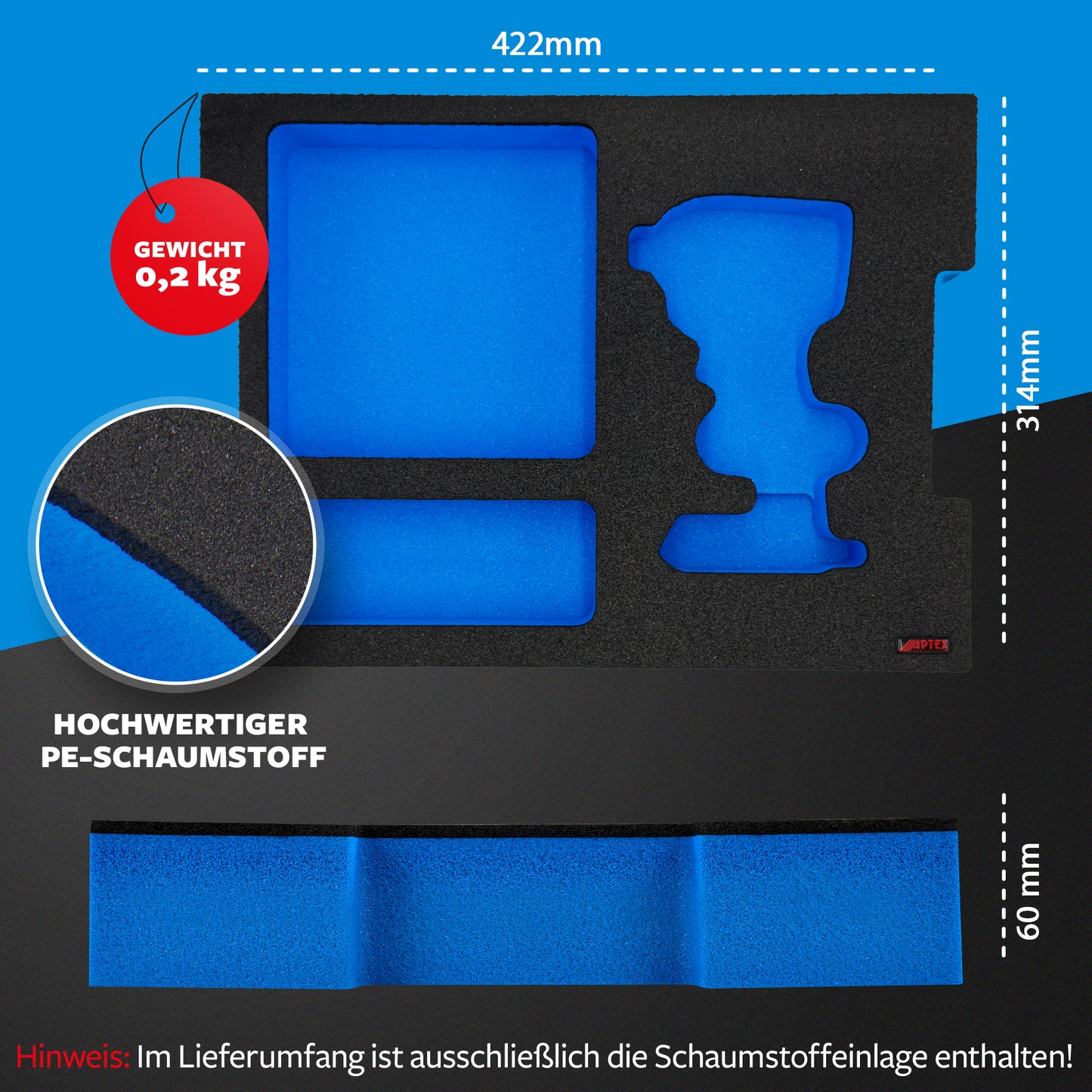 APTEX Bosch GDR 18V-215 Einlage für L-Boxx 136 – Schlagschrauber Schaumeinlage – Made in Germany