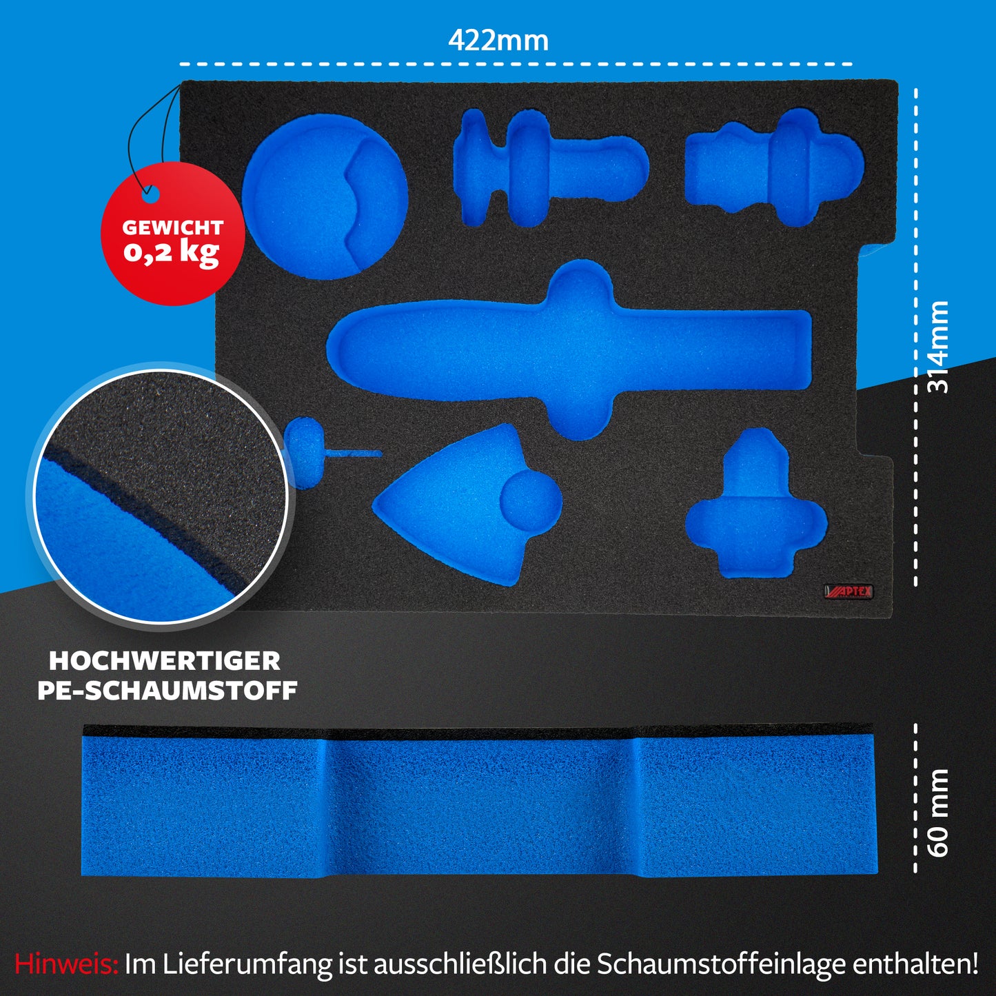 APTEX Bosch GOP 12V-28 Einlage für L-Boxx 136 – Multitool Schaumeinlage - Made in Germany