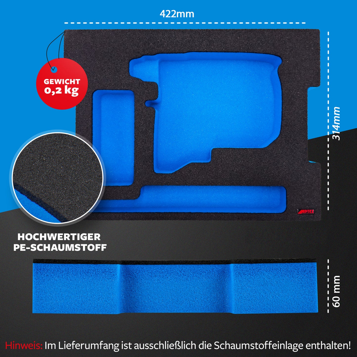 APTEX Bosch GBH 18V-18 Einlage für L-Boxx 136 – Akku-Bohrhammer Schaumeinlage – Made in Germany