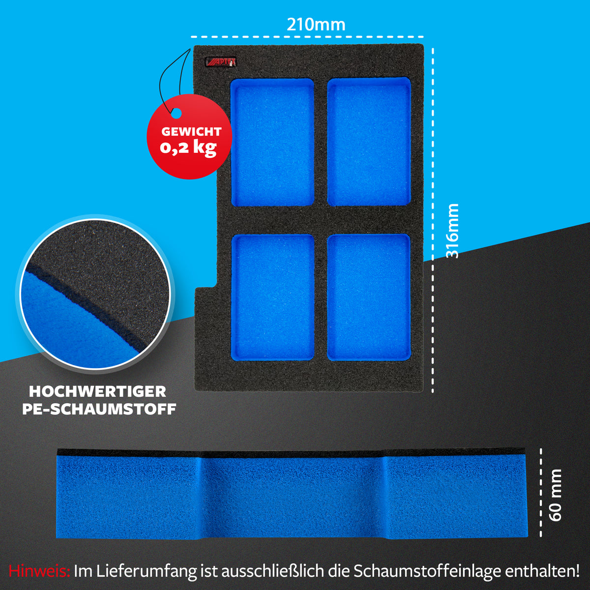 APTEX Bosch Akkus 18V ProCore 4.0Ah Einlage für Bosch L-Boxx – Schaumeinlage – Made in Germany