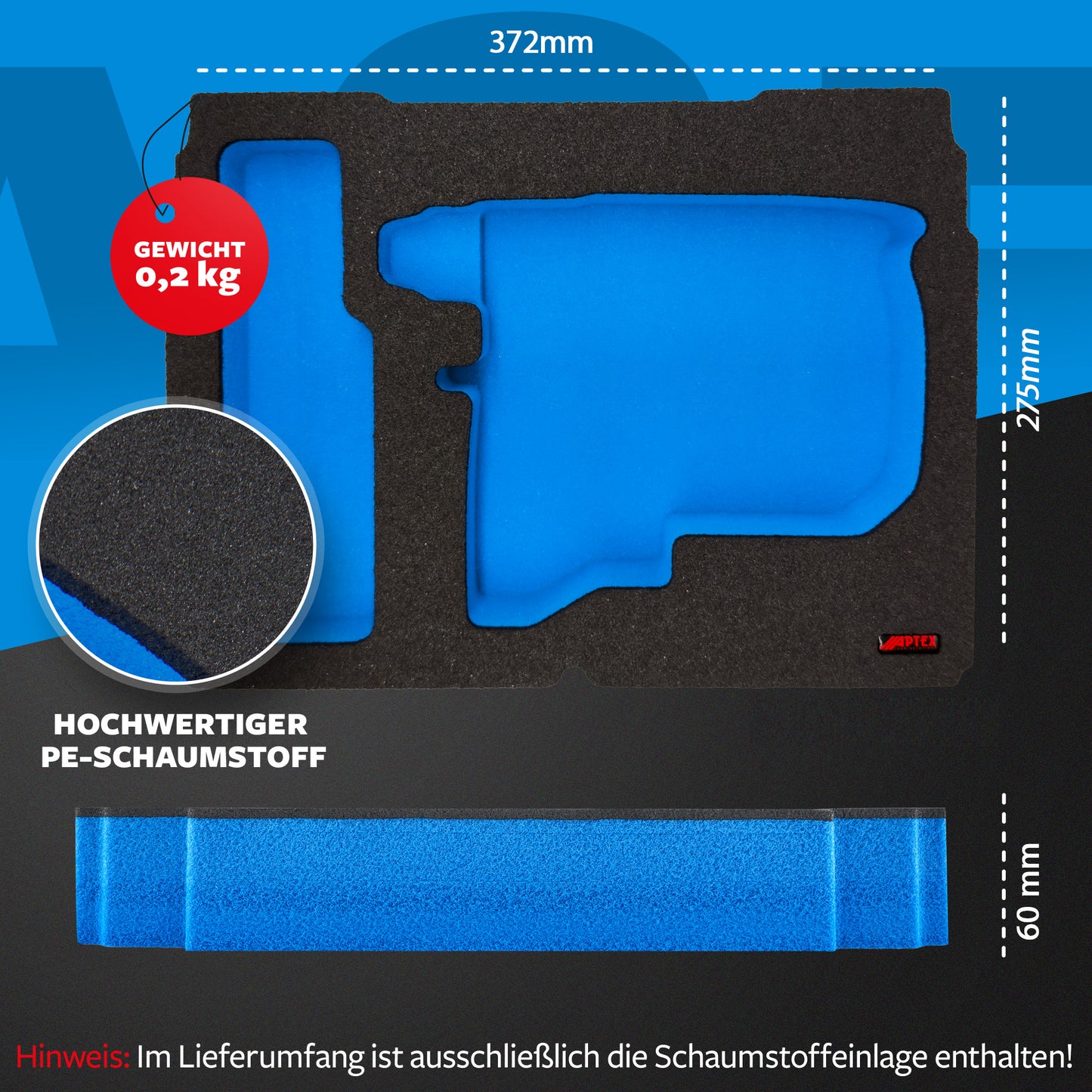 APTEX Bosch GBH 18V-18 Einlage für Tanos Systainer³ M – Akku-Bohrhammer Schaumeinlage – Made in Germany