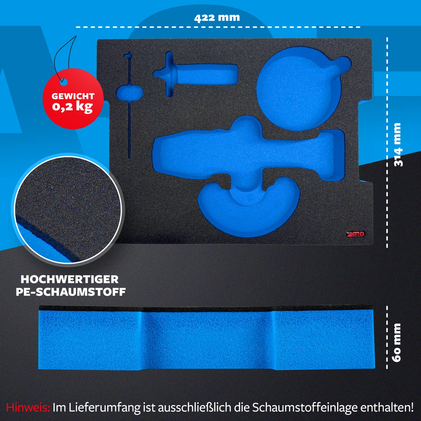 APTEX Bosch GWS 18V-8 Einlage für L-Boxx 136 – Winkelschleifer Schaumeinlage – Made in Germany