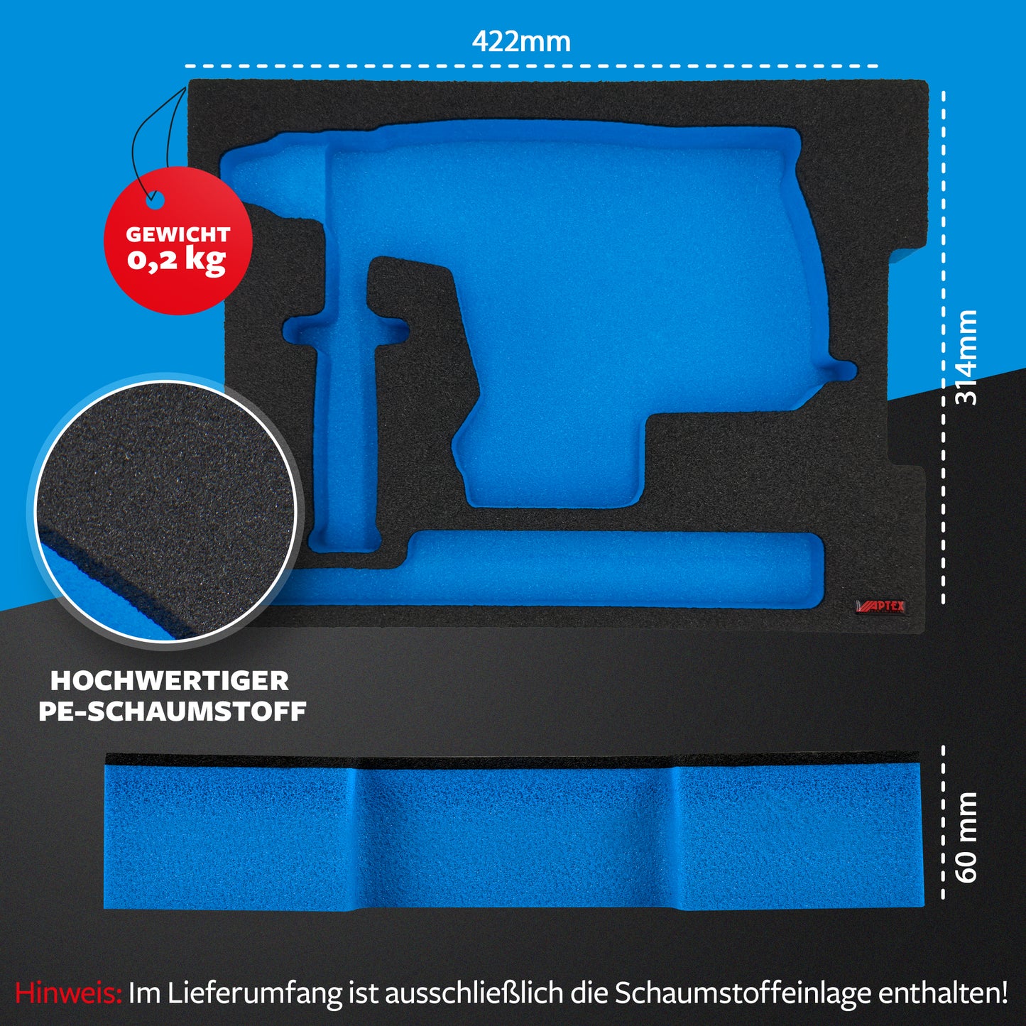 APTEX Bosch GBH 18V-28 Einlage für L-Boxx 136 – Akku-Bohrhammer Schaumeinlage – Made in Germany