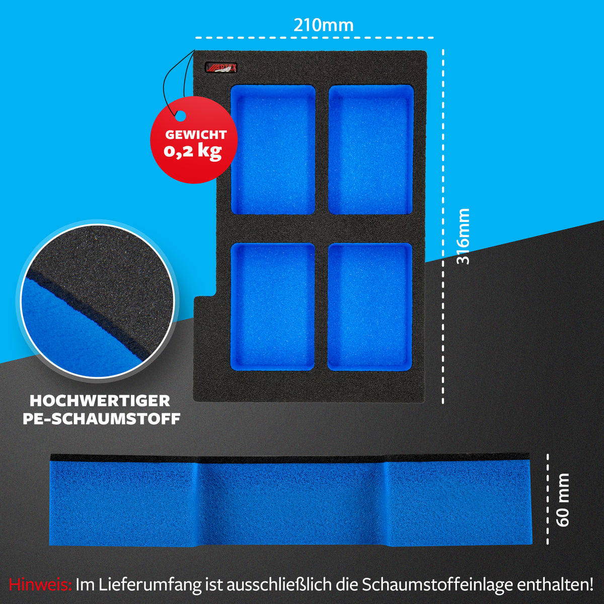 APTEX Bosch Akkus 18V ProCore 5.5Ah-12Ah Einlage für Bosch L-Boxx – Schaumeinlage – Made in Germany
