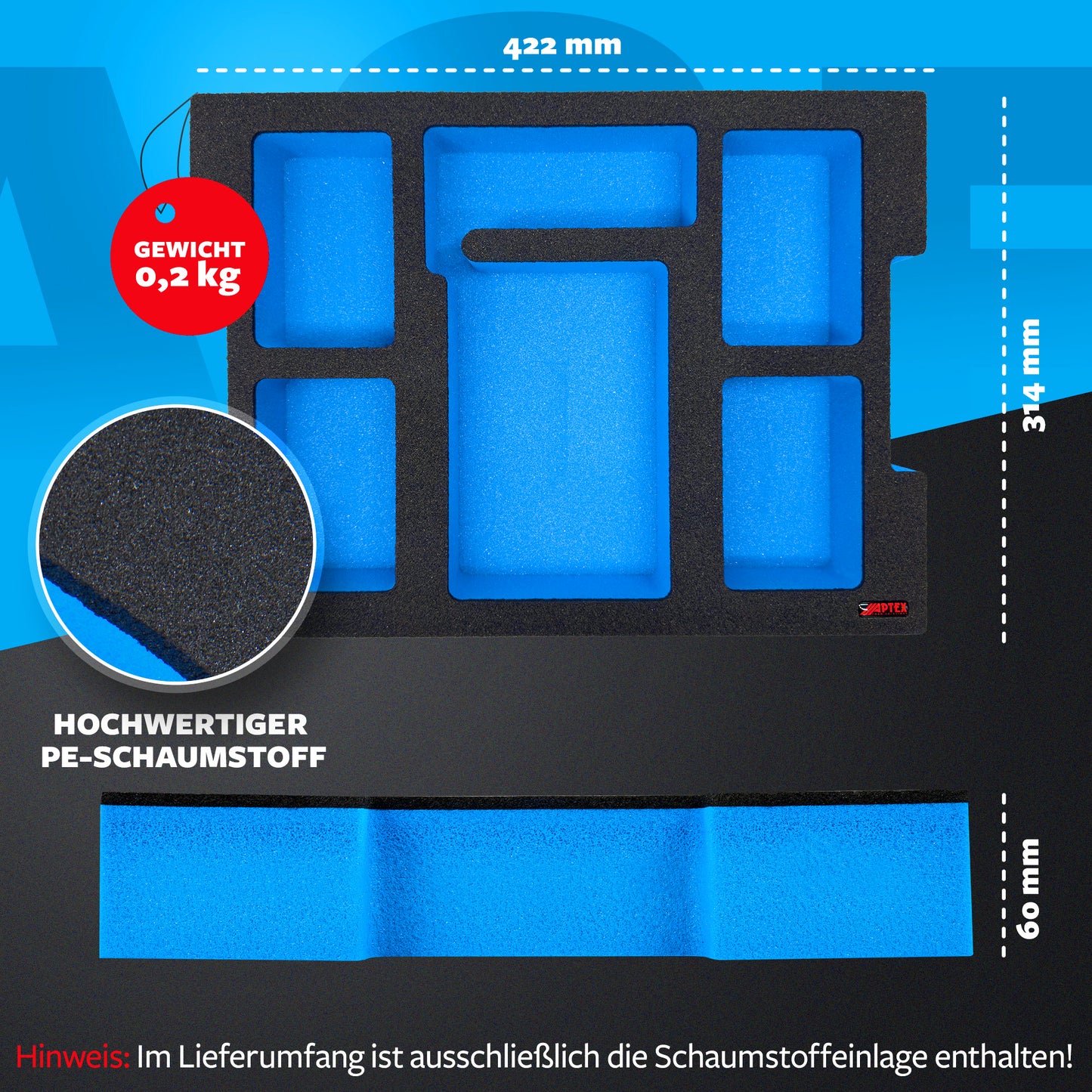 APTEX Bosch 18V-160 + Expert Akkus 18V Einlage für L-Boxx 136 – Akkus + Ladegerät Schaumeinlage – Made in Germany