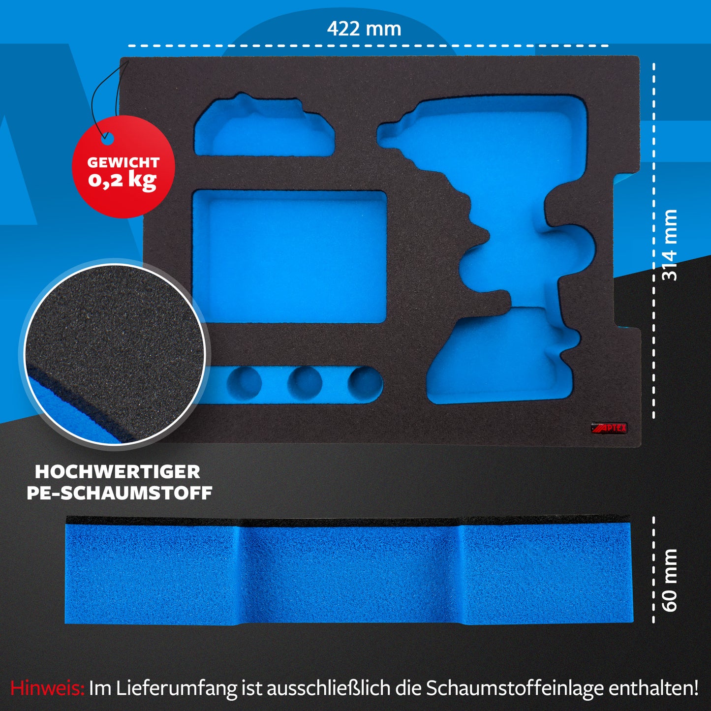 APTEX Bosch GDS 18V-450 HC Einlage für L-Boxx 136 – Schlagschrauber Schaumeinlage – Made in Germany