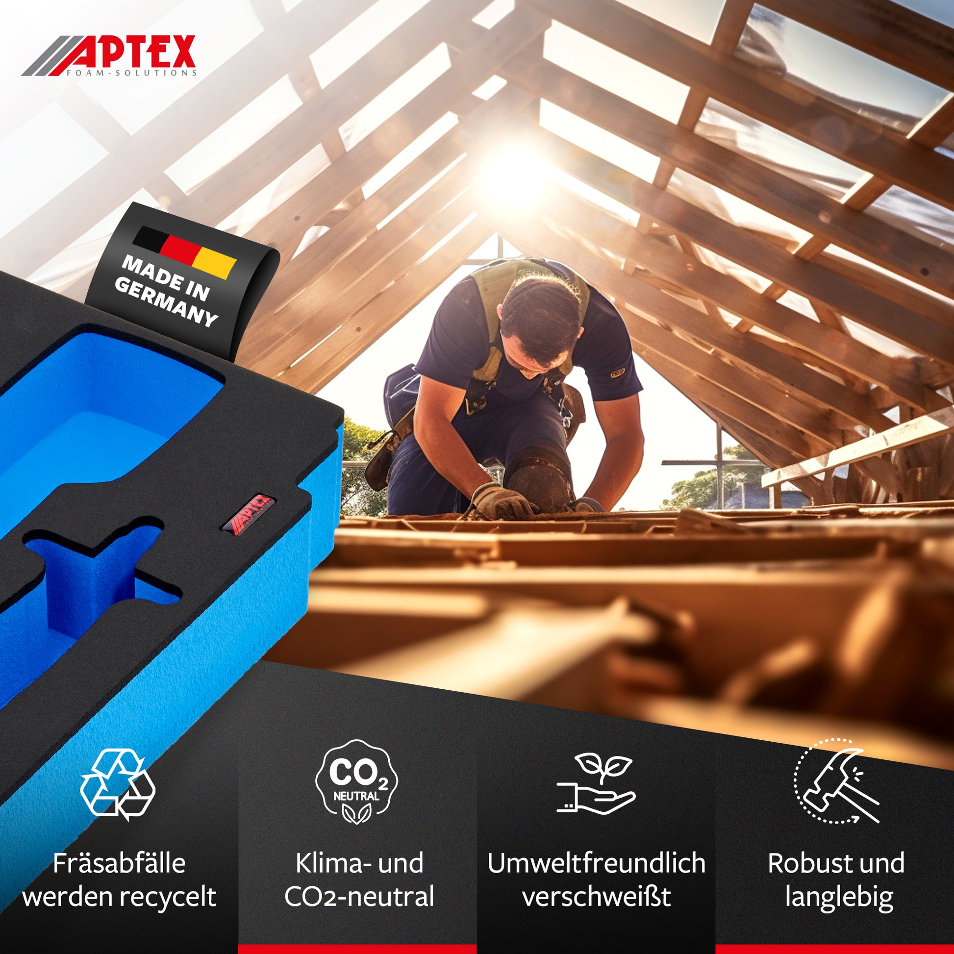 Schaumeinlage für den Makita Akku- Winkelschleifer DGA 411-414, 461-464, 511-514 MakPac Gr. 2-3 - APTEX