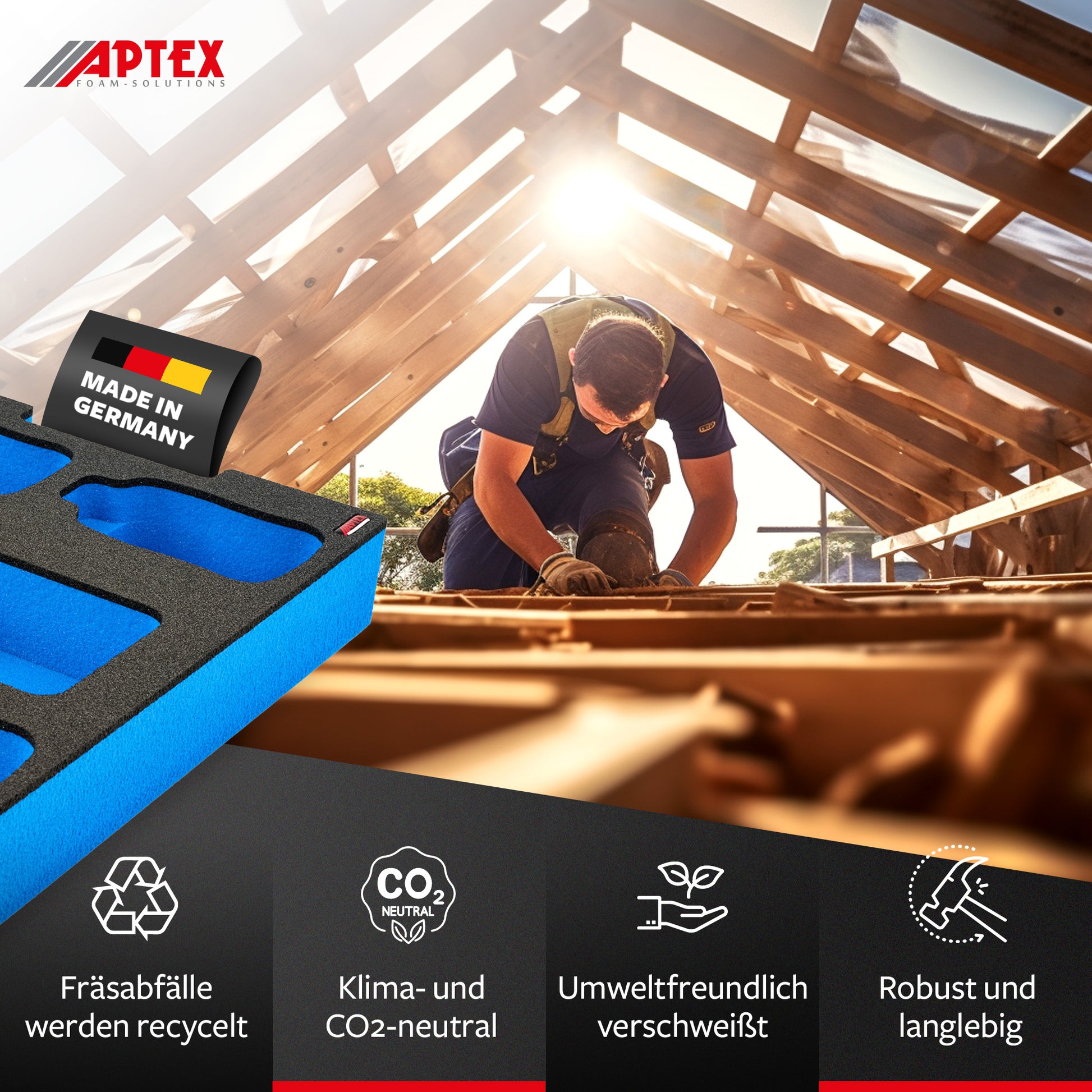 Schaumeinlage Bosch Ladegerät AL 18V-44 + 4x Akkus PBA 2.5Ah für neue Bosch L-Boxx 136.