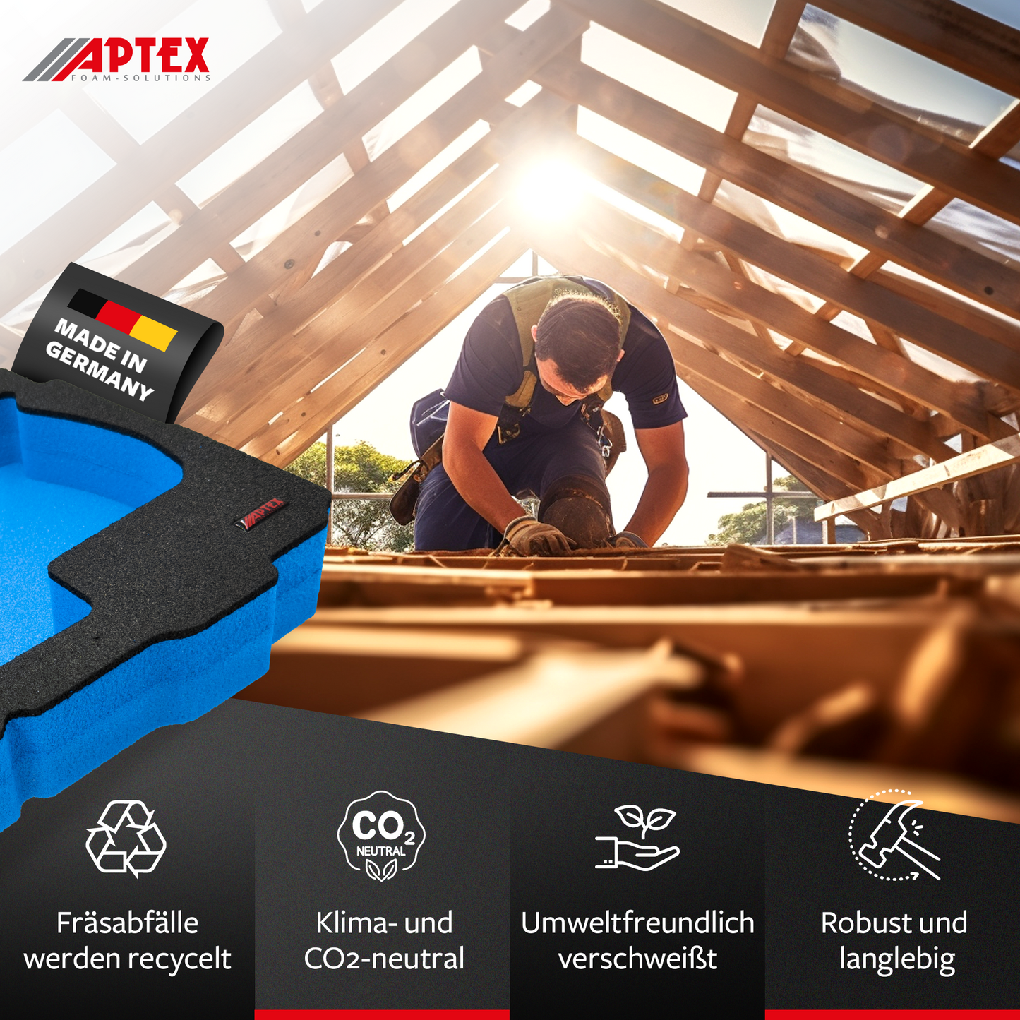APTEX Bosch GBH 18V-22 Einlage für Tanos Systainer T-Loc 2 – Akku-Bohrhammer Schaumeinlage – Made in Germany