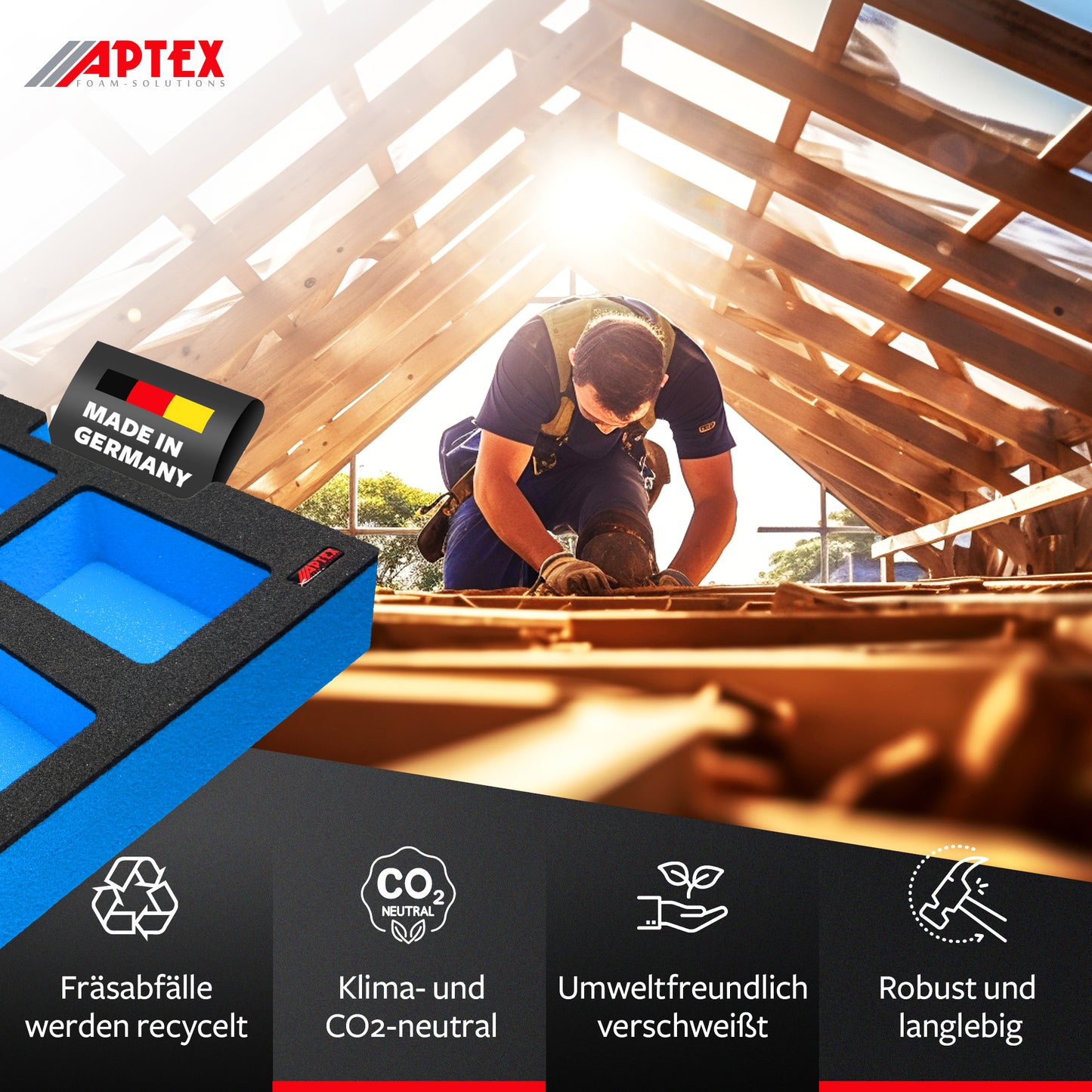 APTEX Bosch GAL 12V/18V-80 + Expert Akkus 18V Einlage für L-Boxx 136 – Akkus + Ladegerät Schaumeinlage – Made in Germany