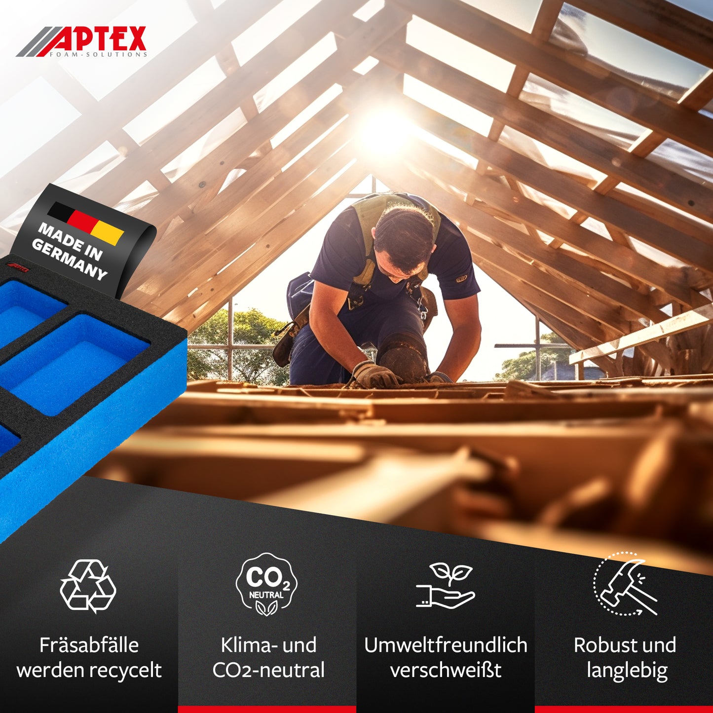 APTEX Bosch Akkus 18V ProCore 4.0Ah Einlage für Bosch L-Boxx – Schaumeinlage – Made in Germany
