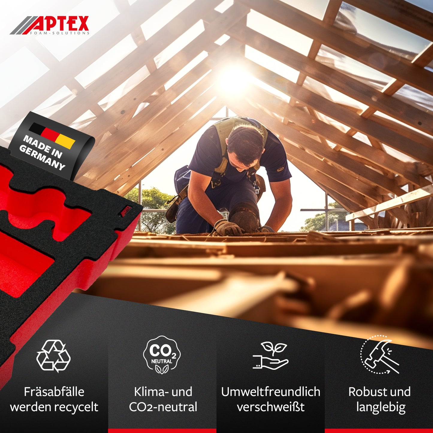 APTEX Einhell TP-CD 18/80 Li-i BL Einlage für E-Case S-F – Akku-Schlagbohrschrauber Schaumeinlage – Made in Germany