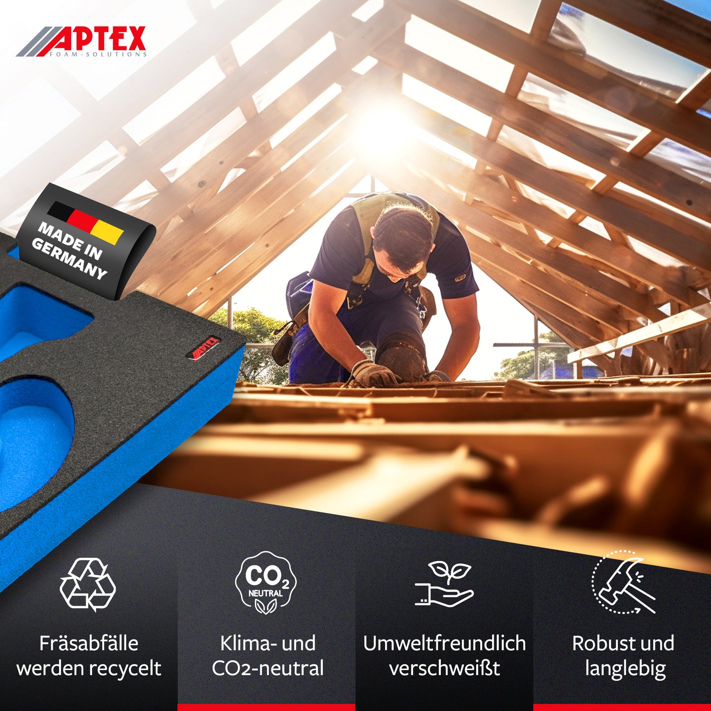 APTEX Bosch GWS 18V-11 (S) Einlage für L-Boxx 136 – Winkelschleifer Schaumeinlage – Made in Germany