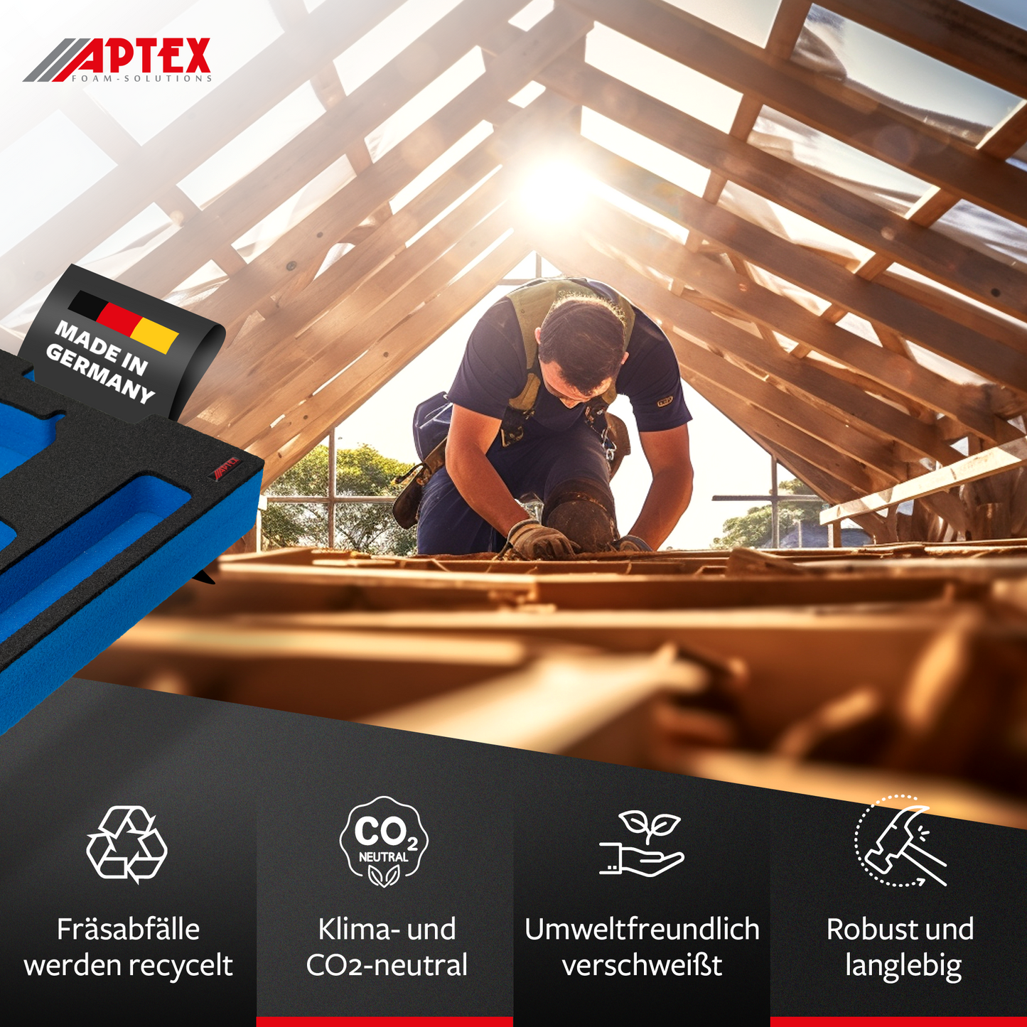 APTEX Bosch GBH 18V-28 Einlage für L-Boxx 136 – Akku-Bohrhammer Schaumeinlage – Made in Germany
