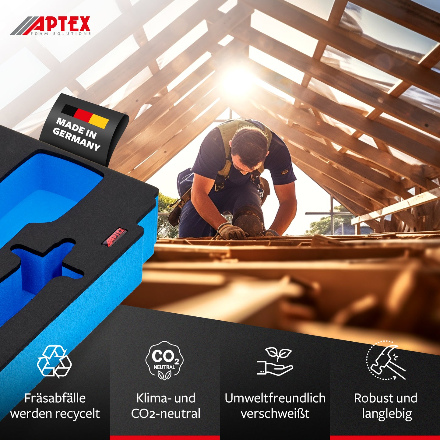 APTEX Makita DGA 517 Einlage für MakPac Gr. 2-3 – Akku-Winkelschleifer Schaumeinlage – Made in Germany