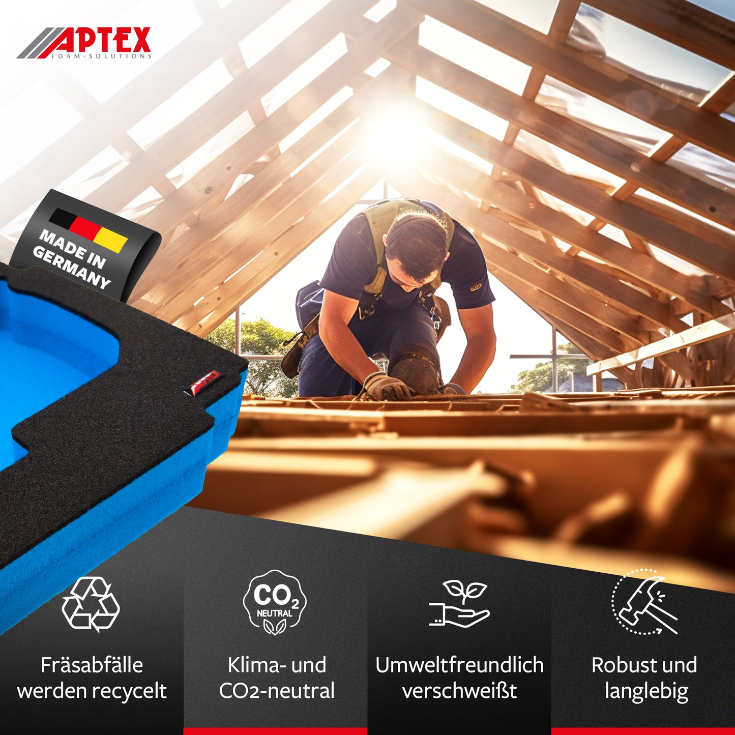 APTEX Bosch GBH 18V-18 Einlage für Makita MakPac Gr. 2 – Akku-Bohrhammer Schaumeinlage – Made in Germany