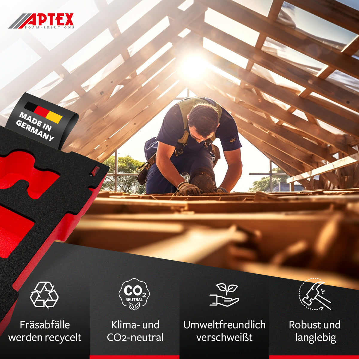 APTEX Einhell TE-CD 18/40 Li Einlage für E-Case S-F – Akku-Bohrschrauber Schaumeinlage – Made in Germany