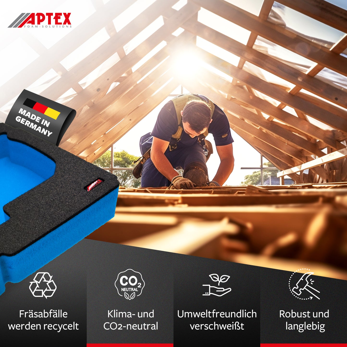 APTEX Bosch GBH 18V-18 Einlage für Tanos Systainer³ M – Akku-Bohrhammer Schaumeinlage – Made in Germany