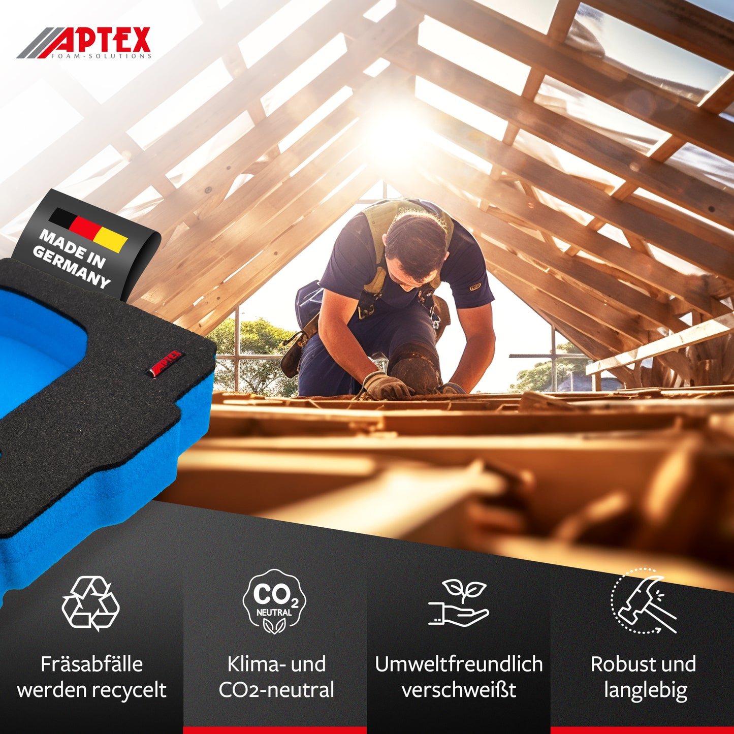 APTEX Bosch GBH 18V-18 Einlage für Tanos Systainer T-Loc 2 – Akku-Bohrhammer Schaumeinlage – Made in Germany