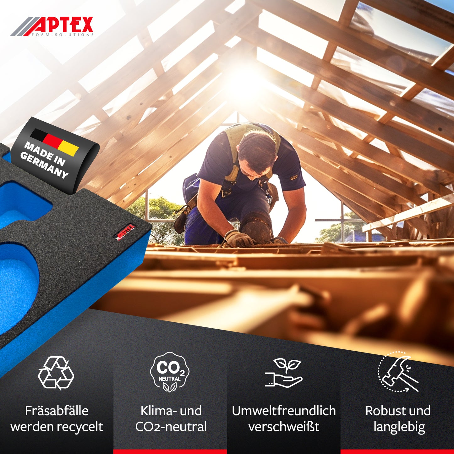 APTEX Bosch GWS 18V-8 Einlage für L-Boxx 136 – Winkelschleifer Schaumeinlage – Made in Germany