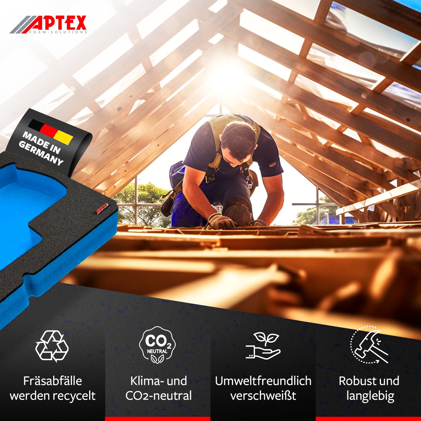 APTEX Bosch GBH 18V-22 Einlage für Tanos Systainer³ M – Akku-Bohrhammer Schaumeinlage – Made in Germany