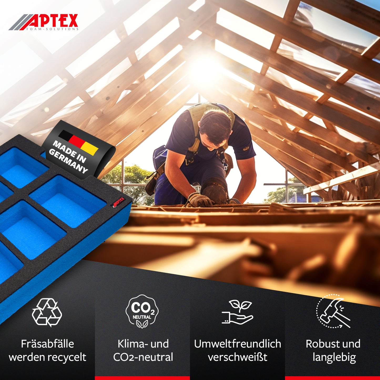 APTEX Bosch Expert Akkus 18V Einlage für L-Boxx – Akku Schaumeinlage – Made in Germany