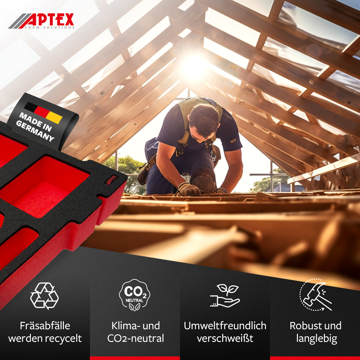 APTEX Einhell Doppelladegerät PXC 3.0A Einlage für E-Case S-F – 18V Akkus und Ladegrät Schaumeinlage – Made in Germany