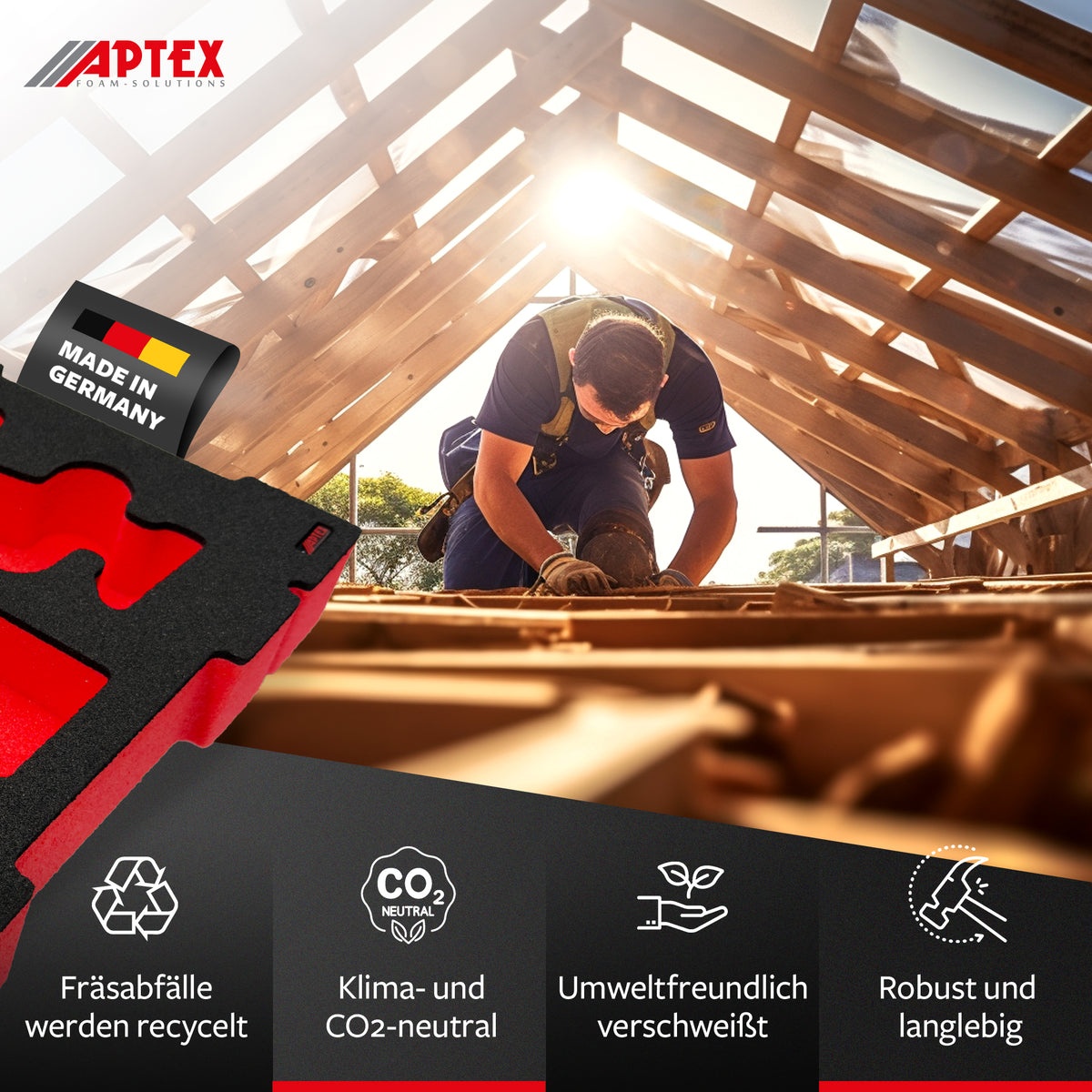 APTEX Einhell TE-CD 18/44 Li-i Einlage für E-Case S-F – Akku-Schlagbohrschrauber Schaumeinlage – Made in Germany