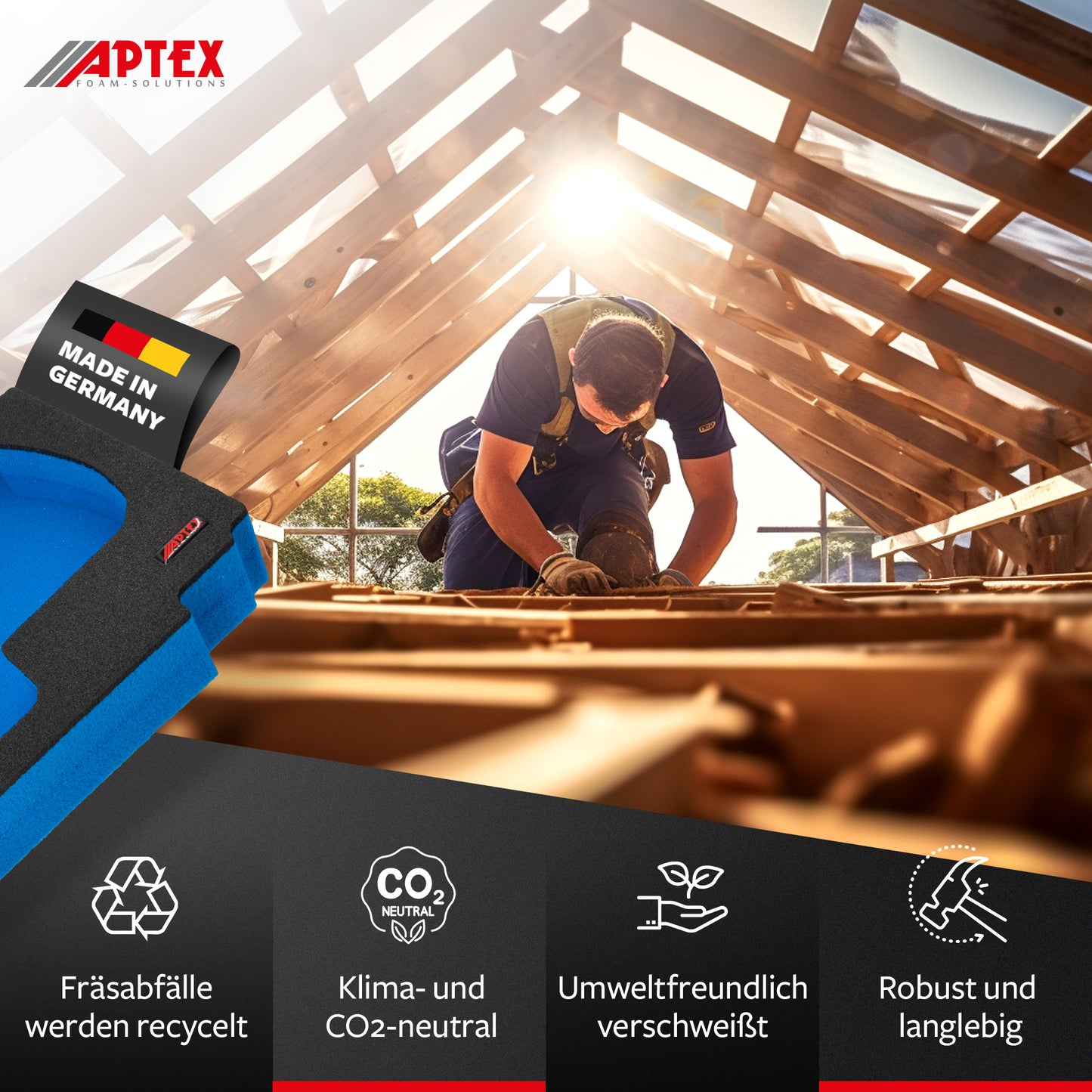 APTEX Bosch GBH 18V-22 Einlage für Makita MakPac Gr. 2 – Akku-Bohrhammer Schaumeinlage – Made in Germany