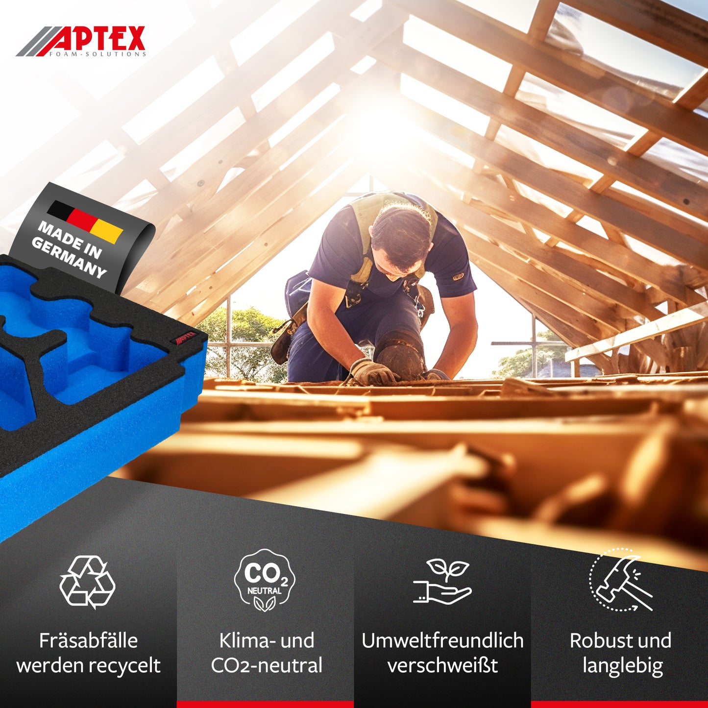 APTEX Bosch GSR 18V-90 C + Ladegerät GAL 18V-40 Einlage für MakPac – Bohrschrauber Schaumeinlage - Made in Germany