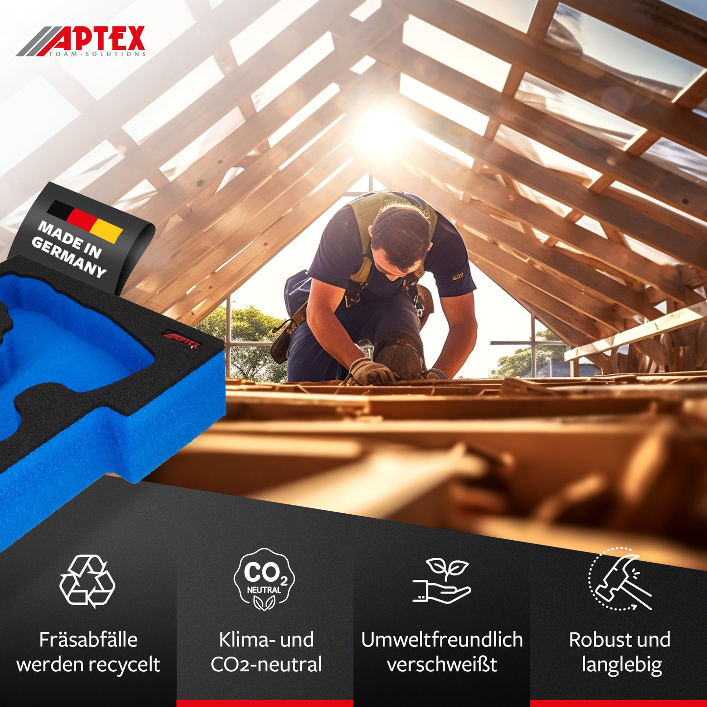 APTEX Bosch GSR 18V-90 C Einlage für L-Boxx – Bohrschrauber Schaumeinlage - Made in Germany