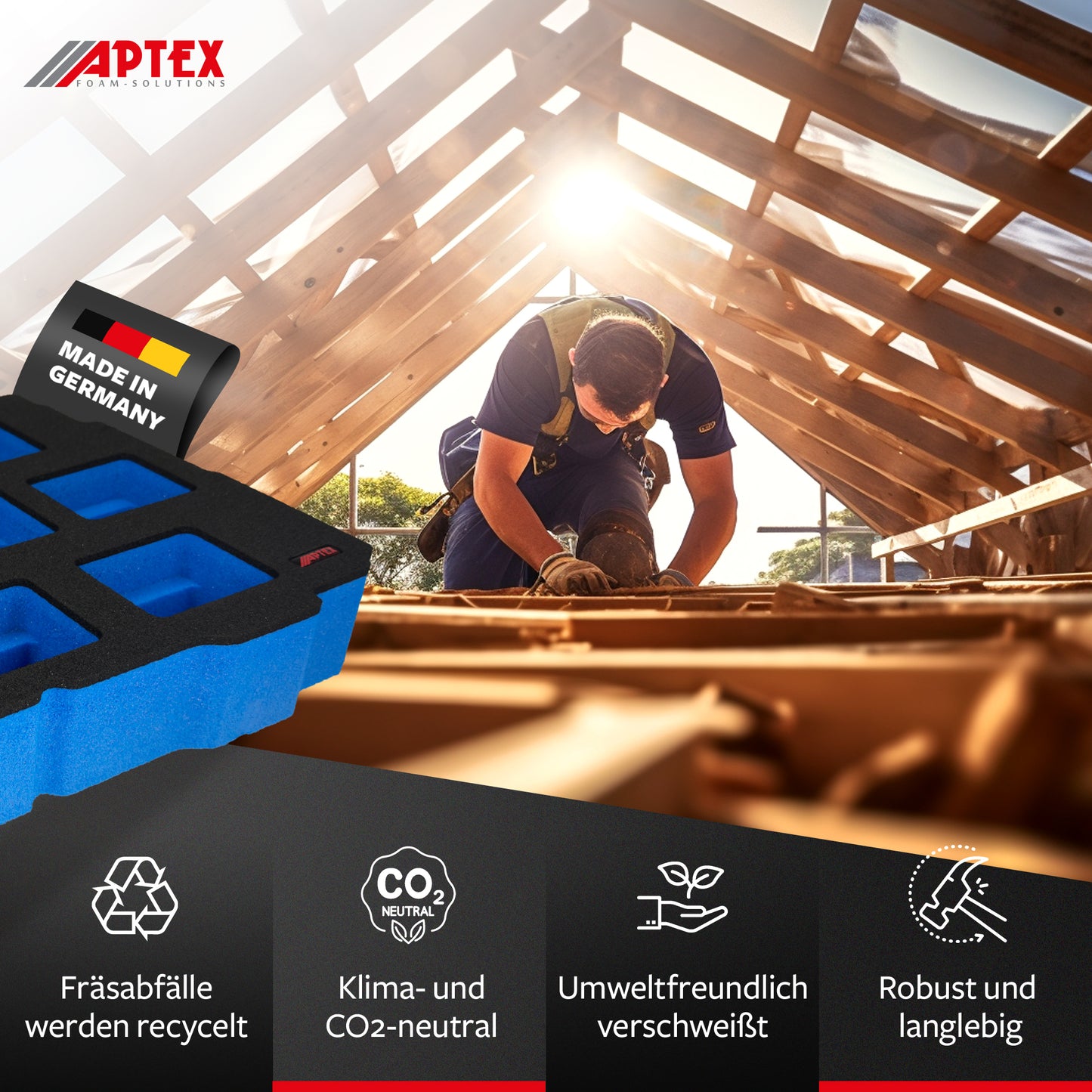 APTEX Makita Akku 18V Einlage für Systainer T-Loc 2 – Akku-Schaumeinlage – Made in Germany