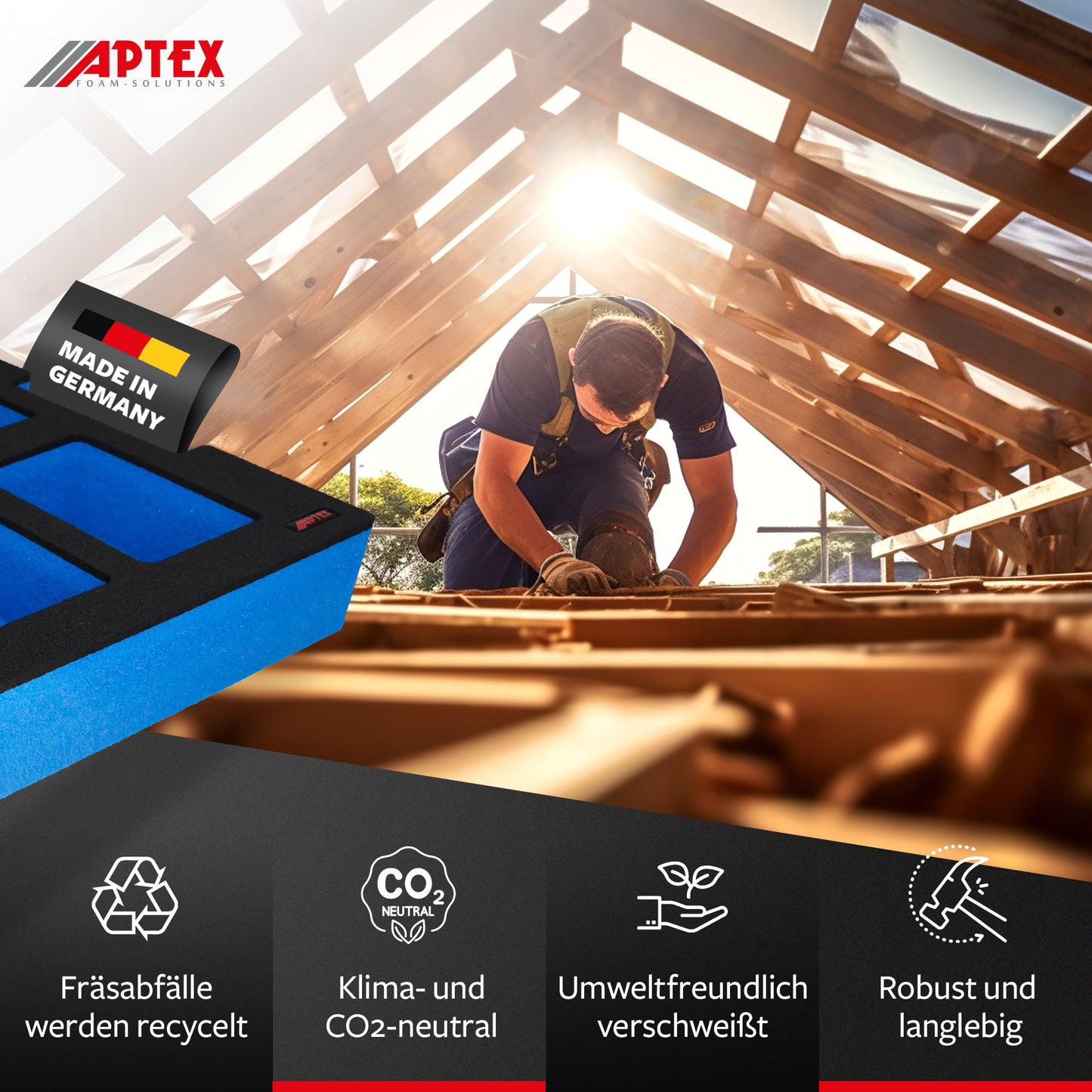 APTEX Makita Akku 18V Einlage für L-Boxx – Akku-Schaumeinlage – Made in Germany