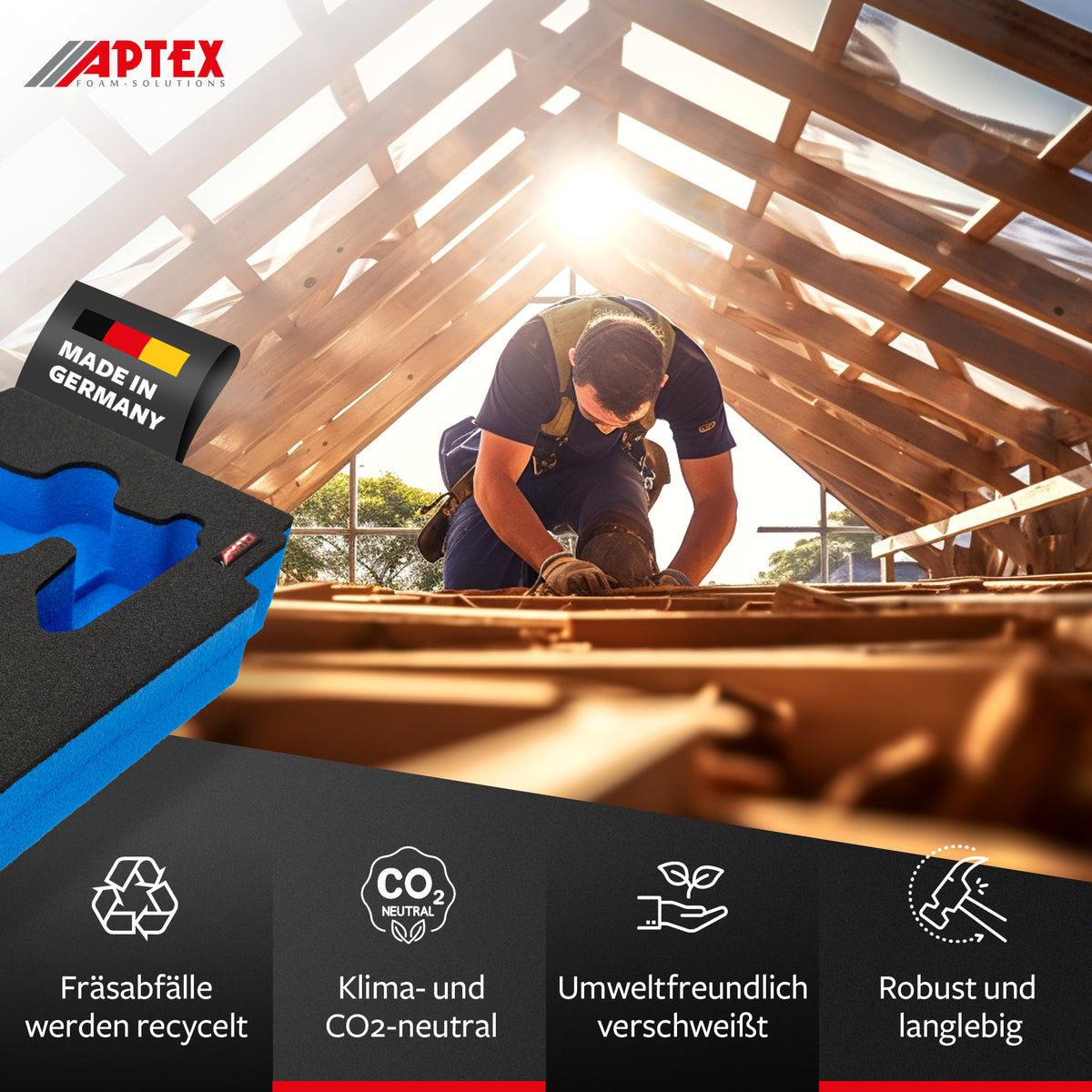 APTEX Bosch GDX 18V-285 Einlage für MakPac Gr.2 – Schlagschrauber Schaumeinlage – Made in Germany