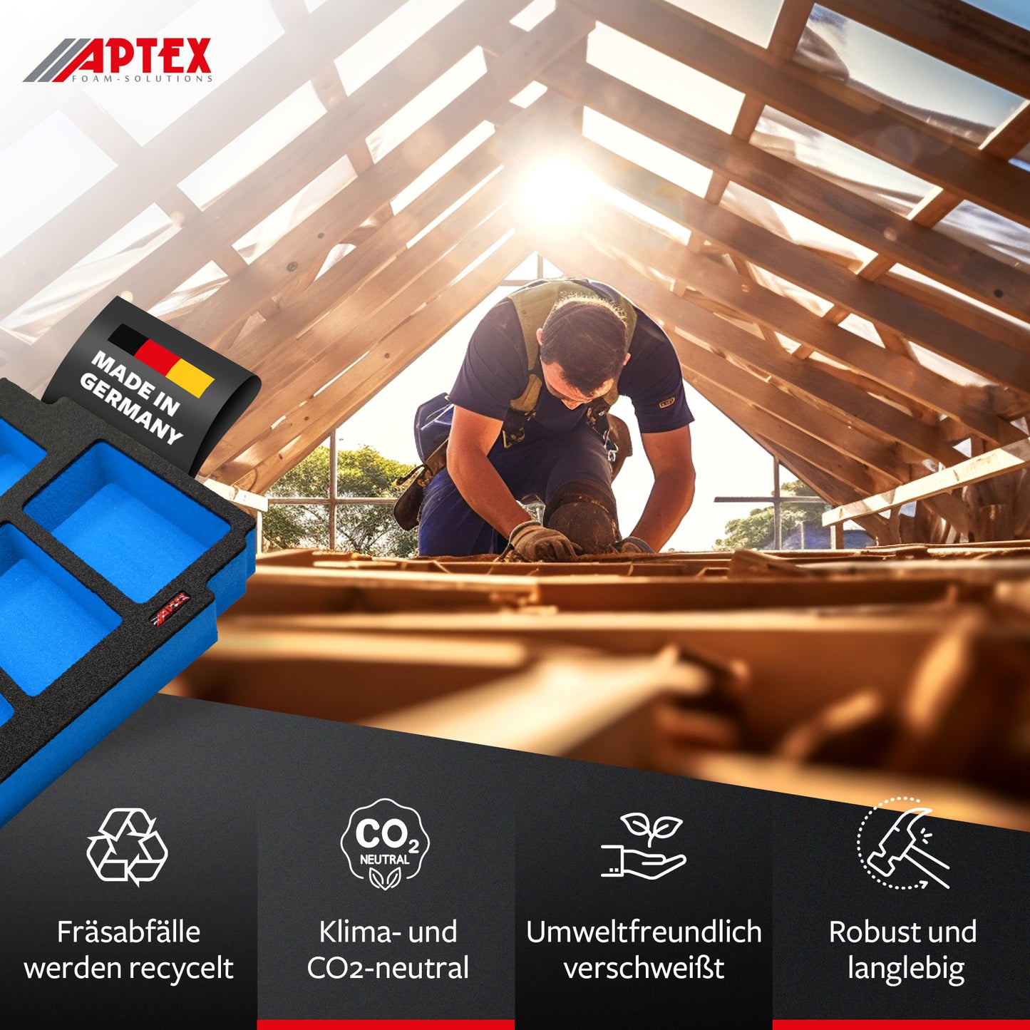 Schaumeinlage für 6x Makita Akkus 40V XGT 4.0Ah für MakPac Gr. 2-3