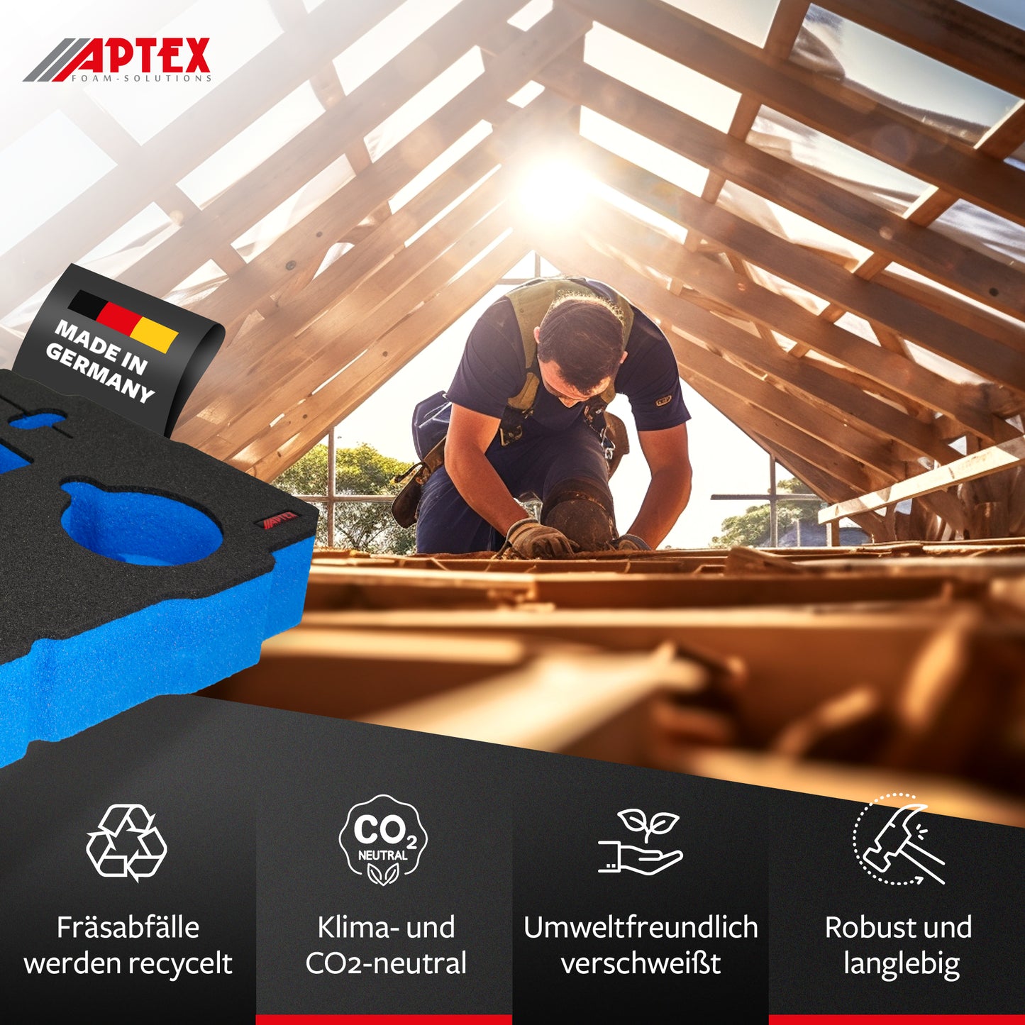 APTEX Bosch GWS 12V-76 Einlage für Systainer T-Loc 2 – Winkelschleifer Schaumeinlage - Made in Germany