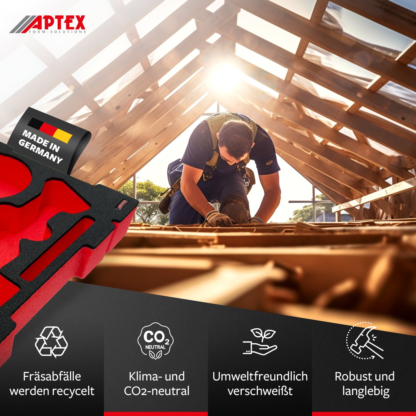APTEX Einhell TP-CD 18/50 Li-i BL Einlage für E-Case S-F – Akku-Schlagbohrschrauber Schaumeinlage – Made in Germany